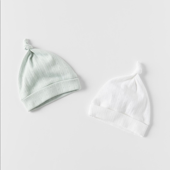 NWT Zara 1-6m knotted infant hats 2-pack gender neutral - Picture 2 of 2